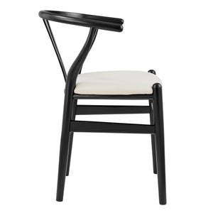 Evelina Side Chair with Black Stained Framed and Beige Velvet Seat - Set of 2
