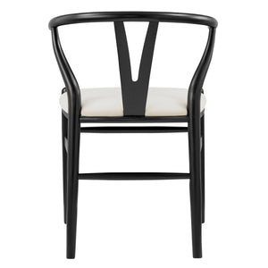 Evelina Side Chair with Black Stained Framed and Beige Velvet Seat - Set of 2
