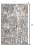 2’ x 10’ Gray and Ivory Abstract Runner Rug