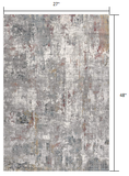 2’ x 4’ Gray and Ivory Abstract Area Rug