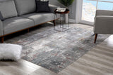 2’ x 5’ Gray and Ivory Abstract Area Rug