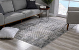 2’ x 10’ Gray and Ivory Distressed Runner Rug