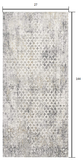 2’ x 12’ Gray and Ivory Distressed Runner Rug
