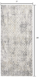 2’ x 15’ Gray and Ivory Distressed Runner Rug