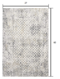 2’ x 5’ Gray and Ivory Distressed Area Rug