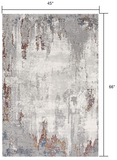 4’ x 6’ Gray and Ivory Modern Abstract Area Rug