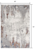 5’ x 8’ Gray and Ivory Modern Abstract Area Rug