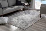 5’ x 8’ Gray Distressed Ornate Area Rug