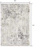 5’ x 8’ Gray Distressed Ornate Area Rug