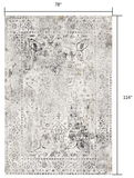 7’ x 10’ Gray Distressed Ornate Area Rug