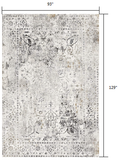 8’ x 11’ Gray Distressed Ornate Area Rug