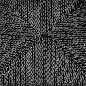 Evelina Outdoor Side Chair in Heat Treated Ash Frame in Matte Black Color and Black Rattan Seat - Set of 2