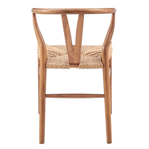 Evelina Outdoor Side Chair in Heat Treated Ash Frame in Golden Ash Color and Natural Rattan Seat - Set of 2