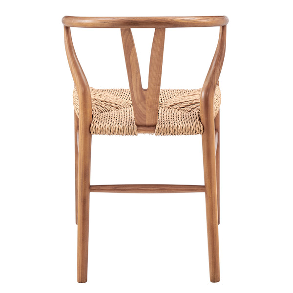 Evelina Outdoor Side Chair in Heat Treated Ash Frame in Golden Ash Color and Natural Rattan Seat - Set of 2