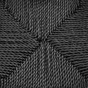 Evelina Outdoor Bar Stool in Heat Treated Ash Frame in Matte Black Color and Black Rattan Seat