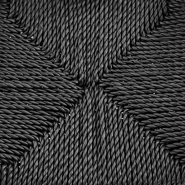 Evelina Outdoor Bar Stool in Heat Treated Ash Frame in Matte Black Color and Black Rattan Seat