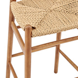 Evelina Outdoor Bar Stool in Heat Treated Ash Frame in Golden Ash Color and Natural Rattan Seat