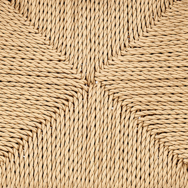 Evelina Outdoor Bar Stool in Heat Treated Ash Frame in Golden Ash Color and Natural Rattan Seat