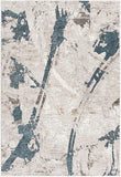 4’ x 6’ Navy and Ivory Abstract Distressed Area Rug