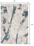 7’ x 10’ Navy and Ivory Abstract Distressed Area Rug