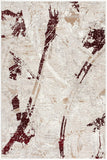 8’ x 11’ Red and Ivory Modern Distressed Area Rug