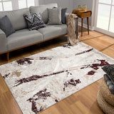 8’ x 11’ Red and Ivory Modern Distressed Area Rug