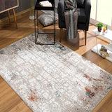 Gray and Ivory Abstract Branches Area Rug