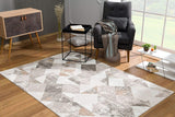 Gray and Ivory Distressed Diamonds Area Rug