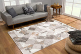 4’ x 6’ Gray and Ivory Distressed Diamonds Area Rug