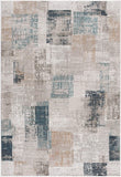 4’ x 6’ Blue and Ivory Distressed Diamonds Area Rug