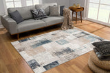 4’ x 6’ Blue and Ivory Distressed Diamonds Area Rug