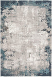 4’ x 6’ Blue and Ivory Modern Abstract Area Rug