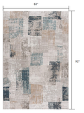 5’ x 8’ Blue and Ivory Modern Abstract Area Rug