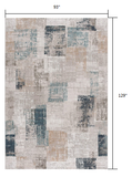 8’ x 11’ Blue and Ivory Modern Abstract Area Rug