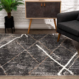 3’ x 5’ Gray Modern Distressed Lines Area Rug