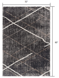 3’ x 5’ Gray Modern Distressed Lines Area Rug