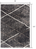 7’ x 9’ Gray Modern Distressed Lines Area Rug