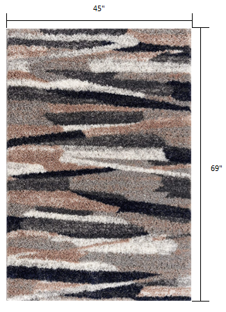 4’ x 6’ Gray and Black Strokes Area Rug