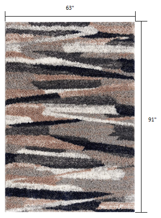 5’ x 8’ Gray and Black Strokes Area Rug