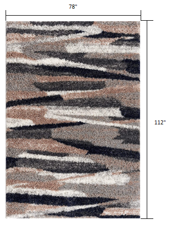7’ x 9’ Gray and Black Strokes Area Rug