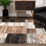 5’ x 8’ Beige Modern Blocks Area Rug