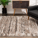 5’ x 8’ Ivory and Brown Retro Mod Area Rug