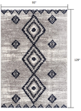 8’ x 11’ Gray and Navy Boho Chic Area Rug