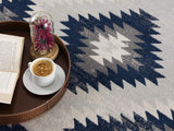 2’ x 6’ Blue and Gray Kilim Pattern Area Rug