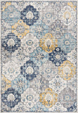 2’ x 10’ Blue Distressed Floral Runner Rug