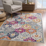 Rust Distressed Floral Runner Rug