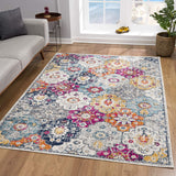 2’ x 4’ Rust Distressed Floral Area Rug