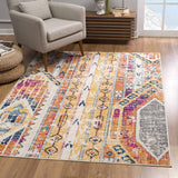 4’ x 6’ Gold and Ivory Distressed Tribal Area Rug