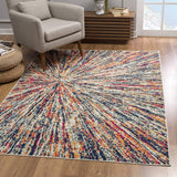 Cream Celestial Burst Abstract Runner Rug