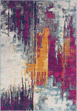 2’ x 12’ Gray and Magenta Abstract Runner Rug